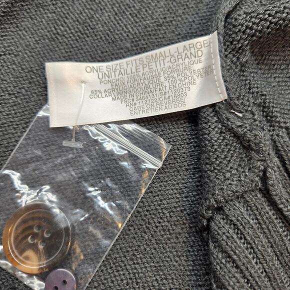 Women's Gray Cape One Size Fits Small - Large Removable Collar Coat Jacket - Picture 7 of 9